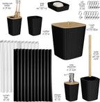 Clara Clark Black Bathroom Set, Shower Curtain Set, Bathroom Accessory Set
