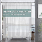 AmazerBath Black Shower Curtain Liner Plastic, Thick PEVA Shower Curtain Black, Dark Shower Liner Heavy Duty 8G, Black Bathroom Curtain Waterproof with 3 Weighted Stones and 12 Grommets, 72x72 Inches
