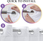River Dream No Hook Fabric Shower Curtain TPU Lining, White, 71x74