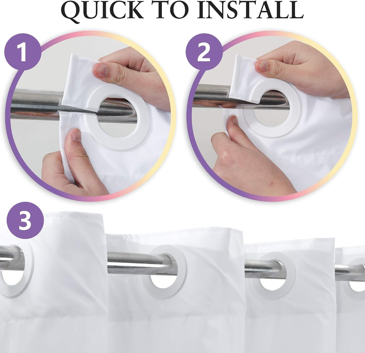 River Dream No Hook Fabric Shower Curtain TPU Lining, White, 71x74