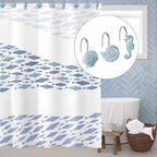 Sunlit Seashells Decorative Shower Curtain Hooks, Aqua Blue Ocean Creatures Coastal Shower Curtain Rings, Resin, Nautical Bathroom Decoration Beach Hooks-12 Pack