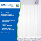 Kenney KN609C/10 Twist & Fit No Tools Camlock Tension Easy Install Shower Curtain Rod with Non-Slip, Non-Scratch Ends, 42-72" Adjustable Length, White, 1" Diameter Rust Resistant Steel Tube