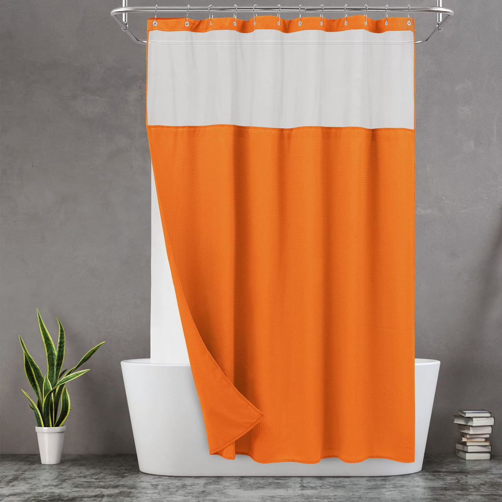 N&Y HOME Stall Waffle Weave Shower Curtain with Snap-in Liner White 36x72
