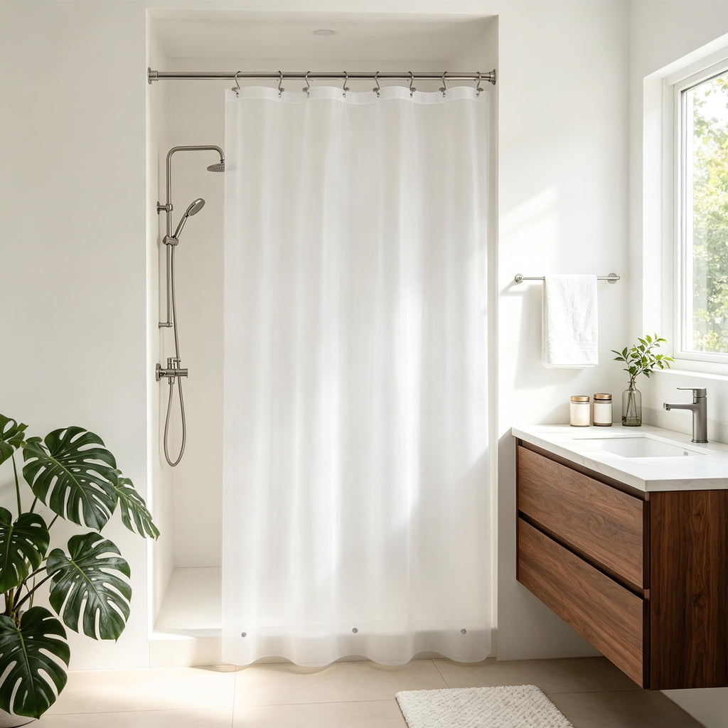 Barossa Design 48 inch Wide Stall Shower Curtain Liner with Magnets, Clear