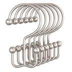 Bathway Shower Curtain Hooks Nickel Shower Curtain Rings, 12 Pcs Double Hook Shower Curtain Hooks Rings Shower Curtain Hangers Rust Proof, Metal Shower Hooks for Bathroom Shower Curtain Rod