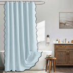 MIULEE 72"x84" Extra Long Scalloped Linen Shower Curtain Cream Beige