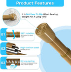MEXAU 3 Pack Spring Tension Curtain Rod for Window 17-38 Inch, Wood Grain