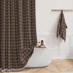 BTTN Sage Green Boho Farmhouse Linen Heavy Duty Shower Curtain Set, 72x72