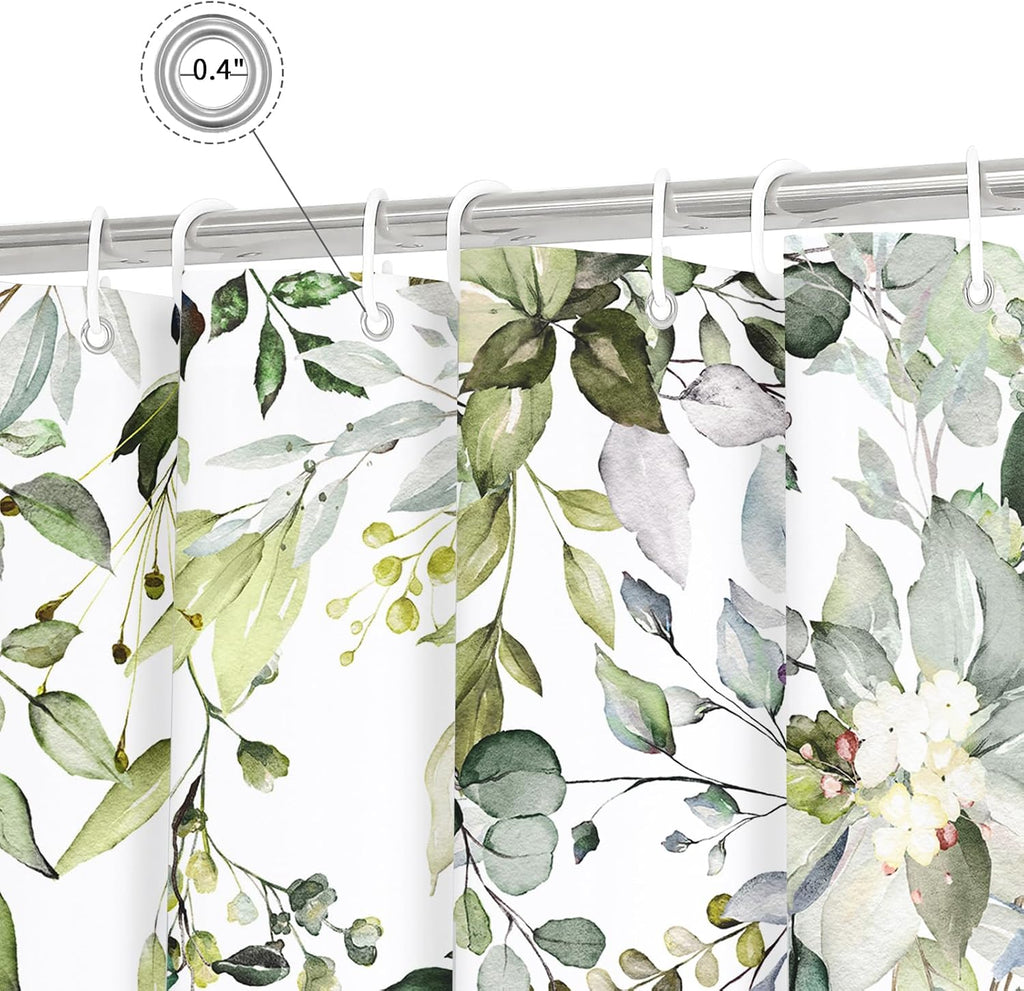 Gibelle Sage Green Eucalyptus Shower Curtain, Floral Print, 72x72