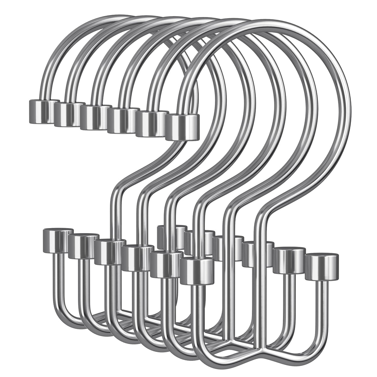 Amazer Gold Shower Curtain Hooks, 12PCS Minimalist Simple Double Shower Curtain Rings, Rust-Resistant Metal Shower Hooks Shower Curtain Hangers, Shower Rings for Bathroom Shower Rods Curtains