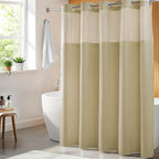 River Dream Cotton Blend Fabric Shower Curtain Set with Liner, White, 54x80