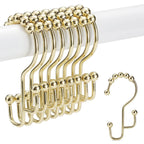 Shower Curtain Rings, SUTINE Double Shower Curtain Hooks, Rust-Resistant Stainless Steel Shower Curtain Rings, Easy Sliding Metal Shower Hooks for Shower Curtains & Liners, 12pcs-Matte Nickel