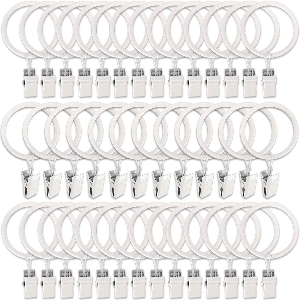 40 Pack Curtain Rings with Clips, Drapery Clips with Rings, Drapes Rings 1.26 in Interior Diameter, Fits up to 1 in Curtain Rod, Black