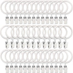 40 Pack Curtain Rings with Clips, Drapery Clips with Rings, Drapes Rings 1.26 in Interior Diameter, Fits up to 1 in Curtain Rod, Black