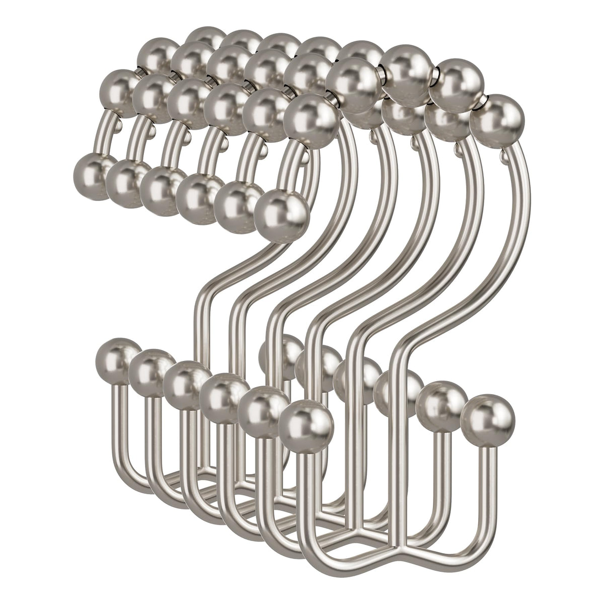 Amazer Gold Shower Curtain Hooks, 12PCS Minimalist Simple Double Shower Curtain Rings, Rust-Resistant Metal Shower Hooks Shower Curtain Hangers, Shower Rings for Bathroom Shower Rods Curtains