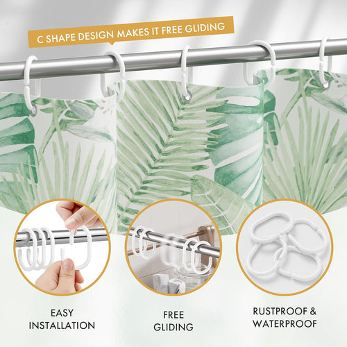 Amazer White Shower Curtain Hooks Rings, 24 Pcs Plastic Shower Curtain Rings, Plastic Shower Curtain Hooks for Bathroom Shower Rod, White Shower Hooks Rings Loops for Shower Curtain