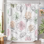 AmazerBath Shower Curtain, Washable Cloth Black Shower Curtain Sets with 12 Shower Curtain Hooks, Fabric Rustic Black and White Striped Curtain, Farmhouse Bathroom Curtains, 72x72 Inches