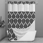 Yiatn Gray Ringless Shower Curtain with Snap-in Liner, 71 x 74 Inch