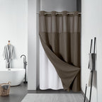 eachope No Hook Waffle Shower Curtain with Snap-in Liner, 71x74 Inch, White