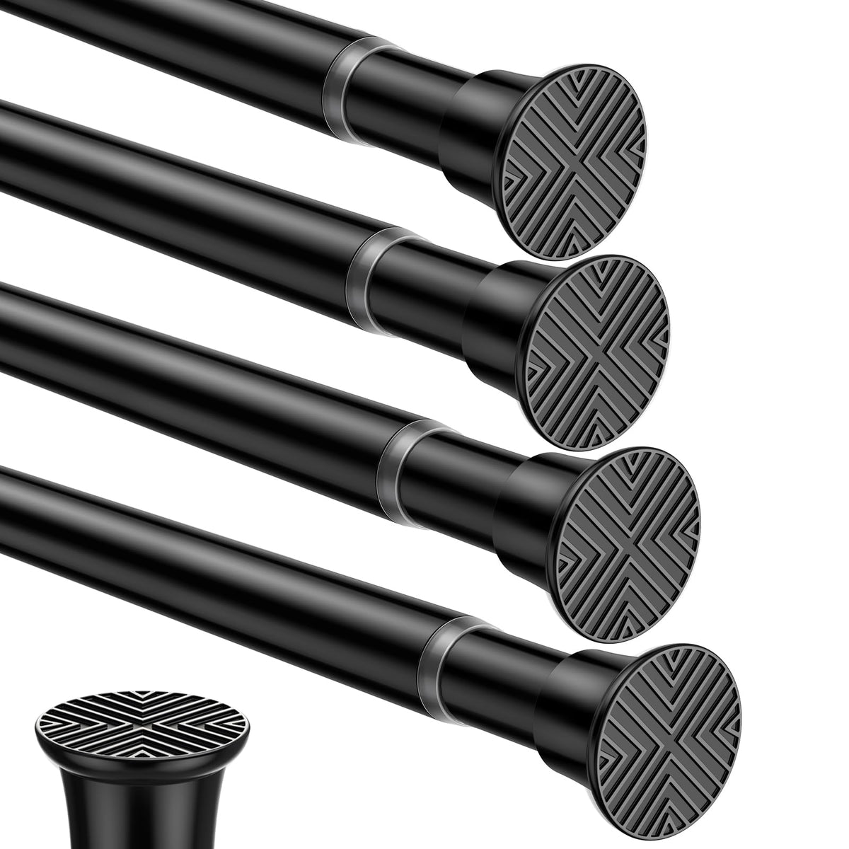 2pack Spring Tension Curtain Rods 18-36 Inch Adjustable Black Tension Rod
