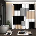 Bathroom Sets with Shower Curtain and Rugs, Set of 4, Checkered