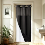 256GSM Heavyweight Ringless Waffle Shower Curtain with Liner, 71x74, White