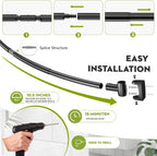 Curved Shower Curtain Rod， Adjustable 33-78 Inches Matte Black All Stainless Steel Curved Shower Rod，Shower Curtain Rod for Extra Shower Space for Bathroom, Bathtub, Stall, No Rust, Need to Drill