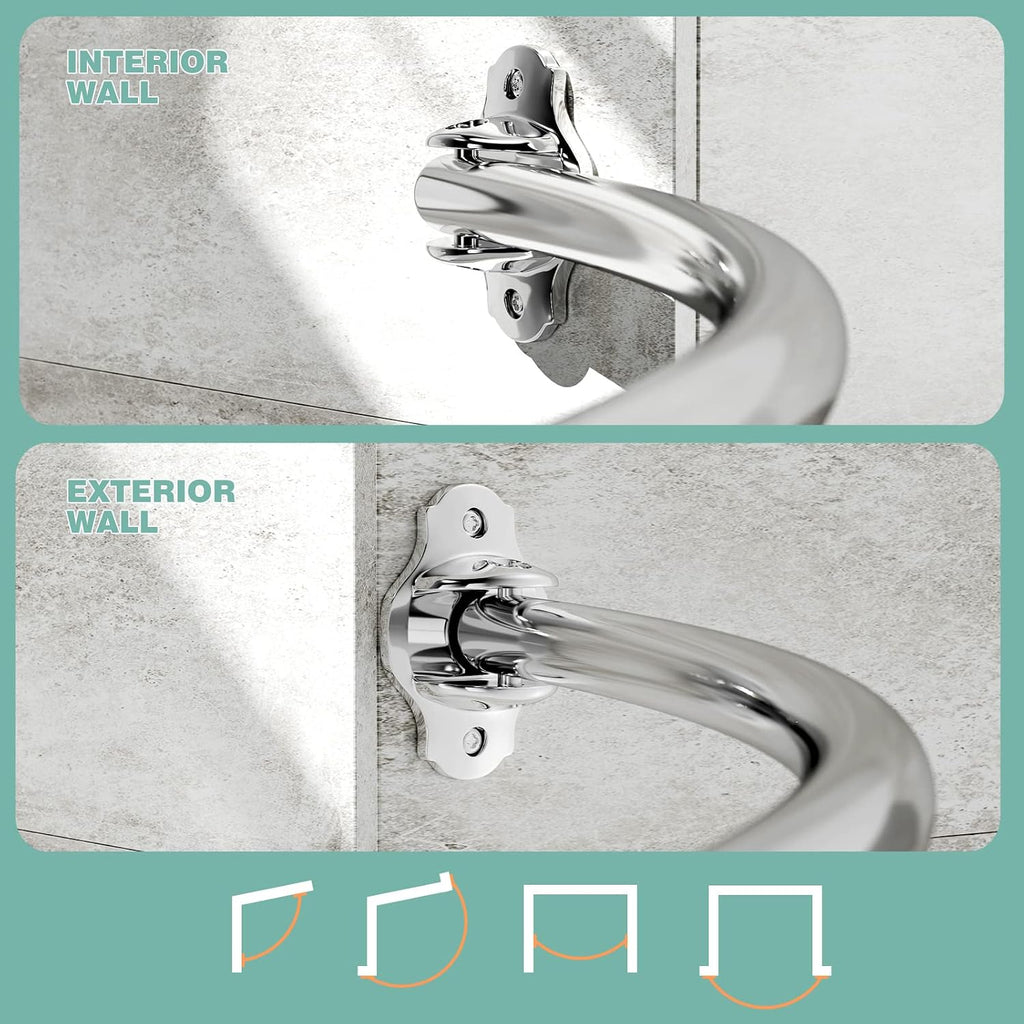 Mcrbeay Curved Shower Curtain Rod, Stainless Steel, Adjustable 40-72 inch
