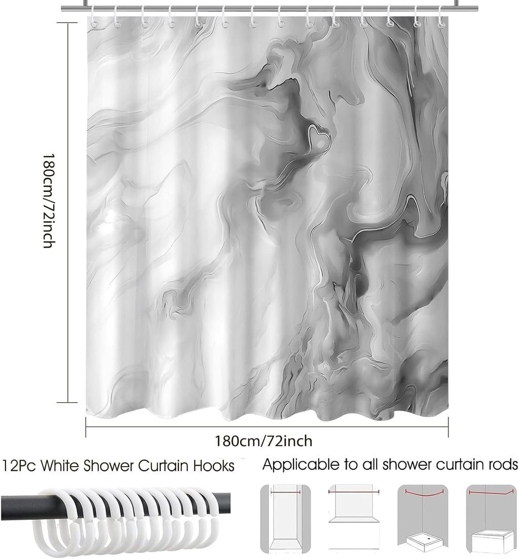 Shower Curtains Grey Marble Shower Curtain for Bathroom 72 X 72 Inch