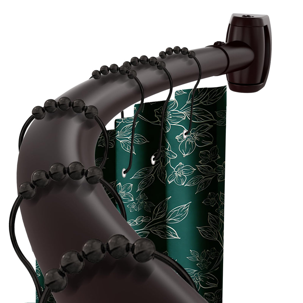 Black Curved Shower Curtain Rod 33-78 Inches Adjustable Splicing Design Need To Drill Shower Rods Curved Round Bowed Rust proof, Premium Stainless Steel Shower Curtain Rod for Bathroom, Bathtub, Stall