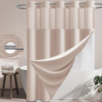 Dynamene Ringless Waffle Weave Fabric Shower Curtain Set, Black, 72"x75"