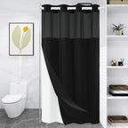 WONICY Hook-Free Shower Curtain with Snap-in Liner, Cream, 71 x 74