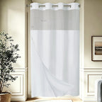 256GSM Heavyweight Ringless Waffle Shower Curtain with Liner, 71x74, White