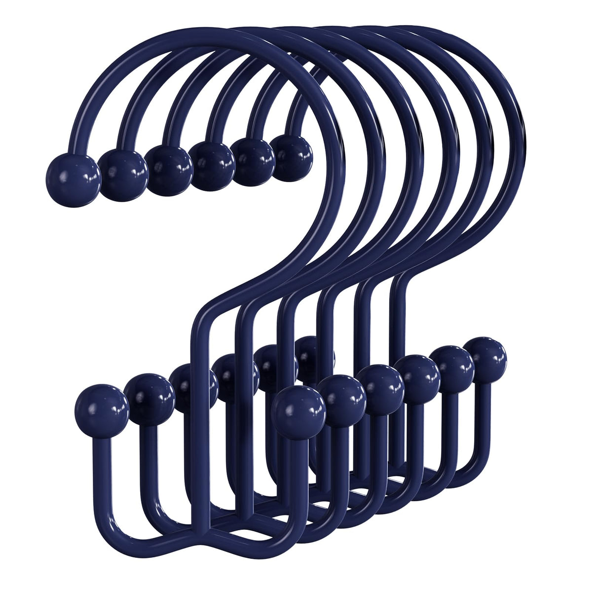 Bathway Shower Curtain Hooks Nickel Shower Curtain Rings, 12 Pcs Double Hook Shower Curtain Hooks Rings Shower Curtain Hangers Rust Proof, Metal Shower Hooks for Bathroom Shower Curtain Rod