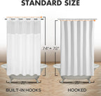 River Dream No Hook Shower Curtain with Snap-in Liner Set, White, 71x74