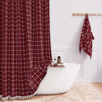 BTTN Sage Green Boho Farmhouse Linen Heavy Duty Shower Curtain Set, 72x72