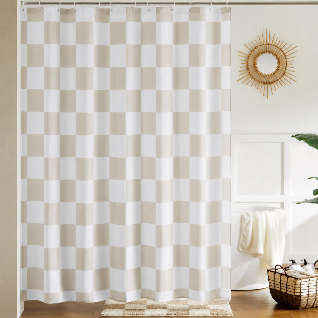 Ohocut Checkered Shower Curtain, Sage Green Shower Curtains for Bathroom, Cute Retro Checkboard Shower Curtain Vintage Aesthetic, Washable Fabric Bath Curtain 72''x72''