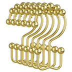 Amazer Gold Shower Curtain Hooks, 12PCS Minimalist Simple Double Shower Curtain Rings, Rust-Resistant Metal Shower Hooks Shower Curtain Hangers, Shower Rings for Bathroom Shower Rods Curtains