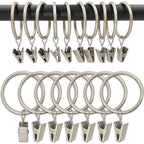 40 Pack Curtain Rings with Clips, Drapery Clips with Rings, Drapes Rings 1.26 in Interior Diameter, Fits up to 1 in Curtain Rod, Black