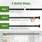 Shower Curtain Rod Tension No Drilling, Adjustable 39-122 In, Black