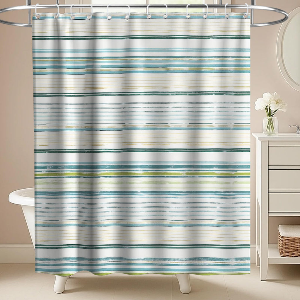 Nautical Green Sea Turtles Beach Theme Fabric Shower Curtain Sets Bathroom Blue Ocean Decor with Grommets and Hooks - 72 x 72 Inch Teal