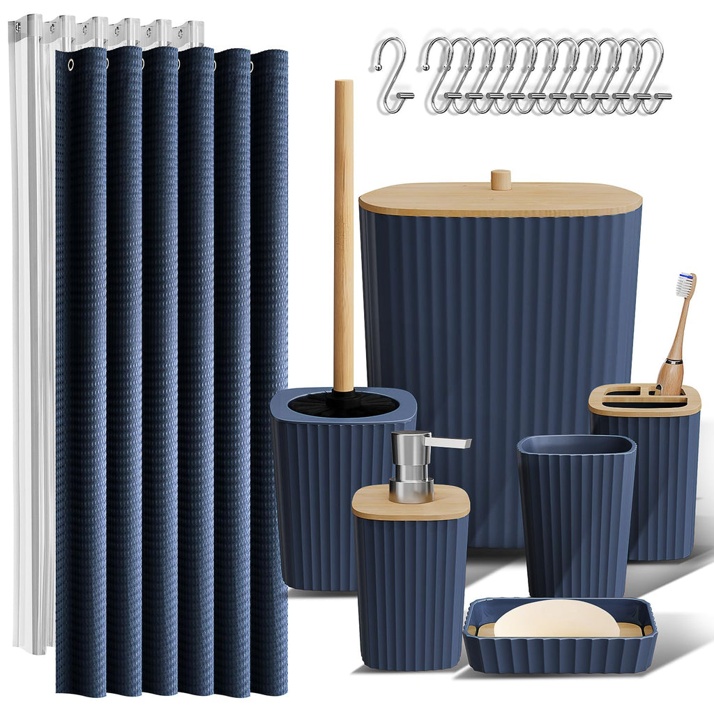 Clara Clark Black Bathroom Set, Shower Curtain Set, Bathroom Accessory Set