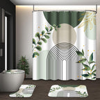 Bathroom Sets with Shower Curtain and Rugs, Set of 4 Geometric Boho