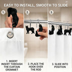 Black Cat Shower Curtain Hooks Set of 12, Decorative Resin Shower Rings