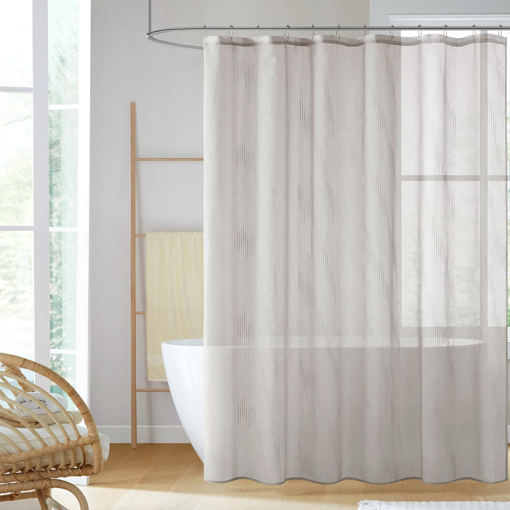 Madison Park Anna Sheer Shower Curtain for Bathroom, 72 x 72, White