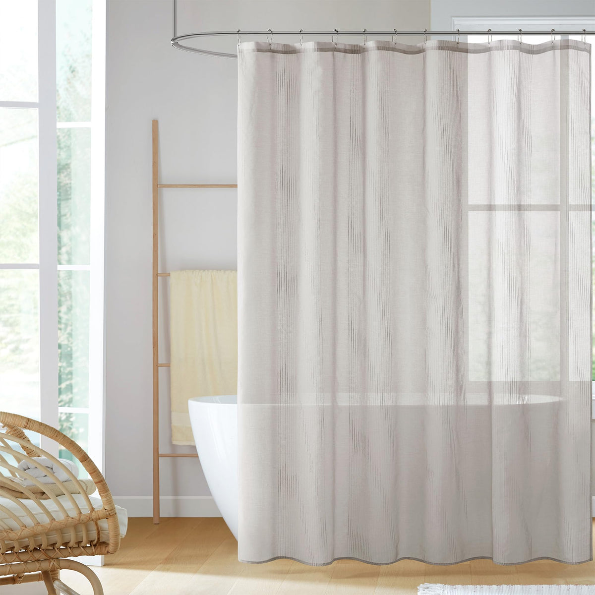 Madison Park Anna Sheer Shower Curtain for Bathroom, 72 x 72, White