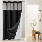 RiverDream Heavyweight Waffle No Hook Shower Curtain with Liner,White,71x74