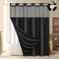 FADOTY Black No Hook Shower Curtain Set with Snap in Liner, 71'' x 74''
