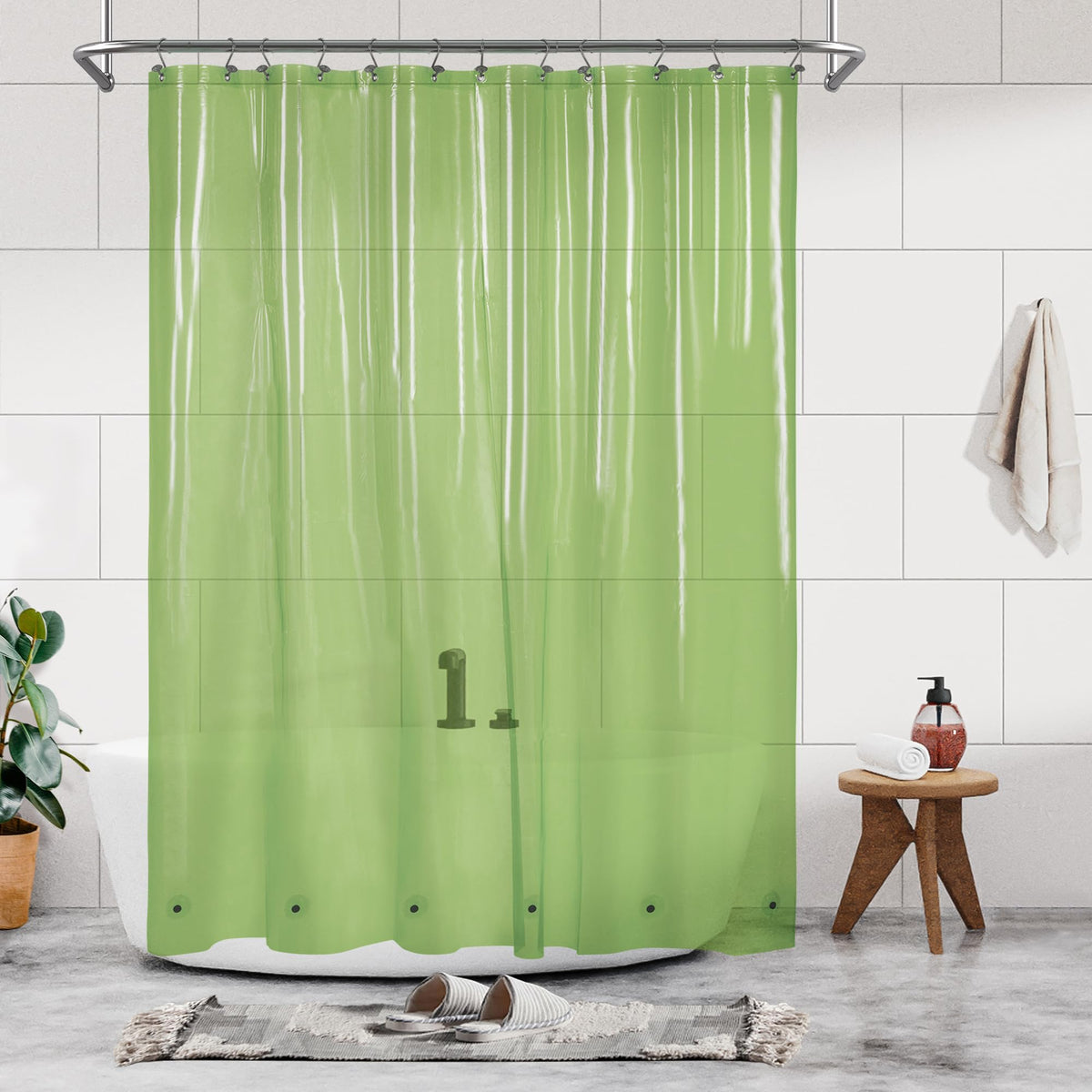 Barossa Design 48 inch Wide Stall Shower Curtain Liner with Magnets, Clear