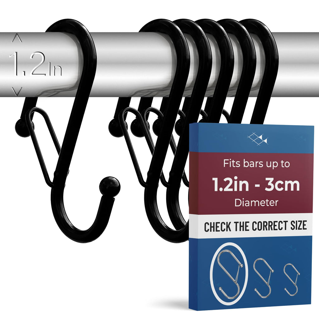 12 Metal Shower Curtain Hooks, Rust-Proof Decorative C-Shaped Curtain Hooks for Bathroom, Chrome Shower Curtain Rings, Fits Rods Up to 1 Inch (C, Silver)